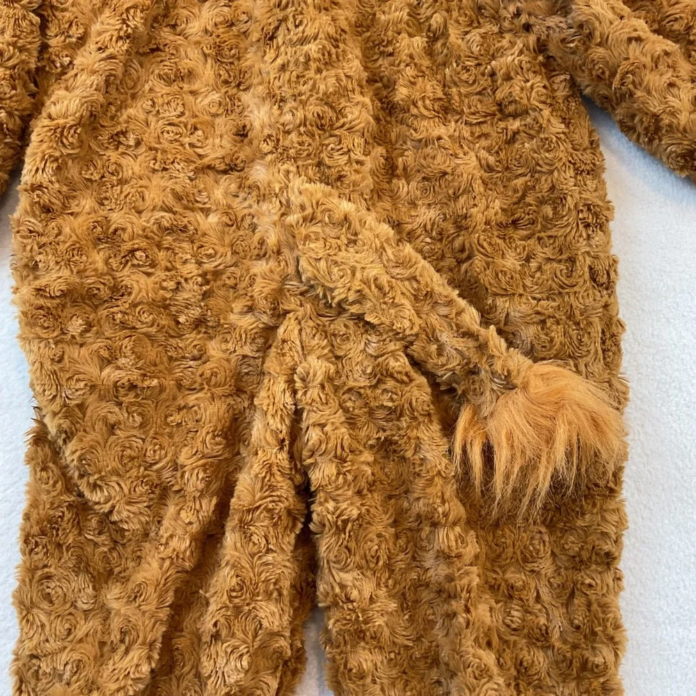 Target Toddler Lion Costume Jumpsuit Brown Faux Fur Hooded 2T-3T Halloween
